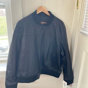 Black Leather Bomber Jacket